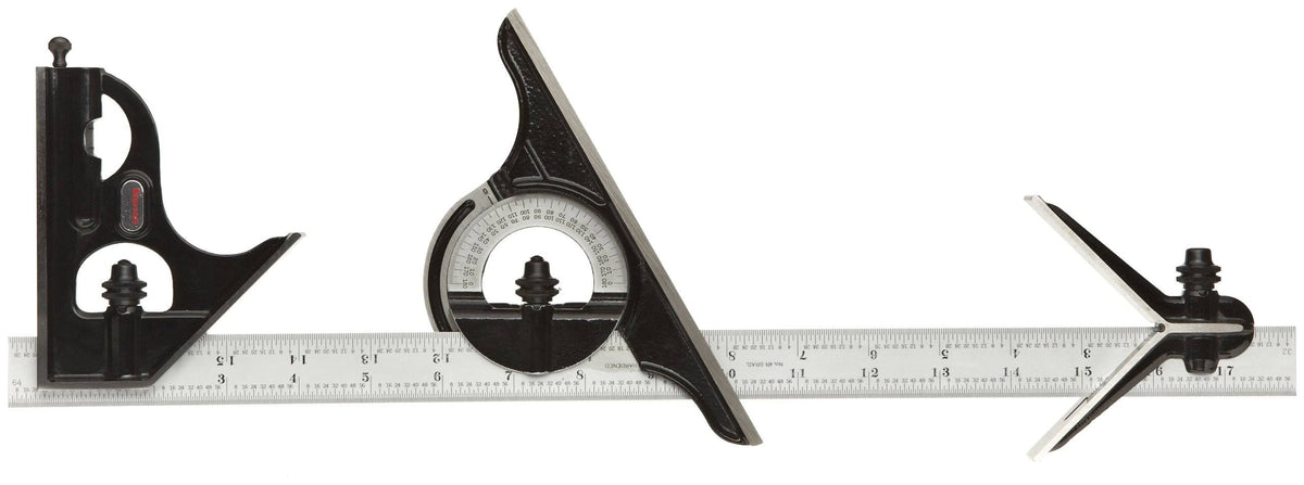 18" Combination Set with Square, Center and Reversible Protractor Head and Blade W434443