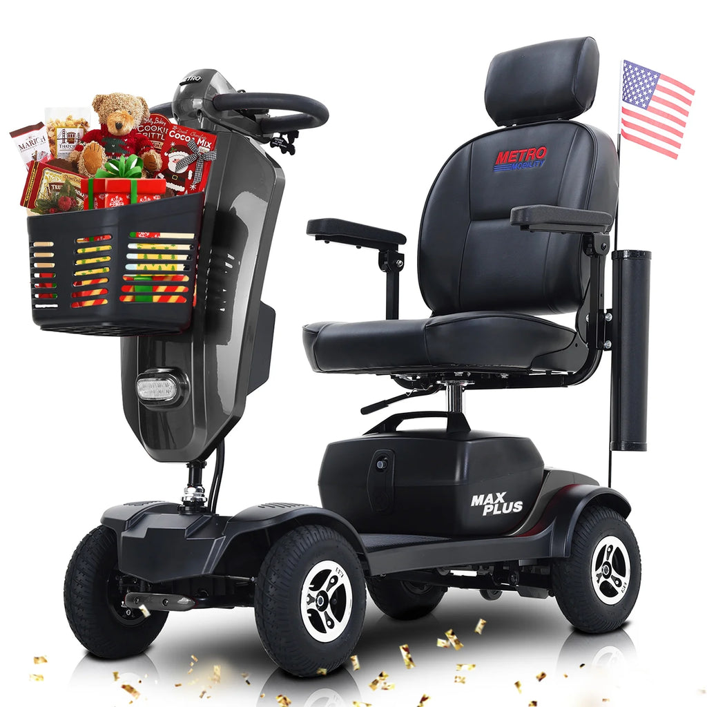 4 Wheels Mobility Scooter Grey LED Lights USB Port X9242
