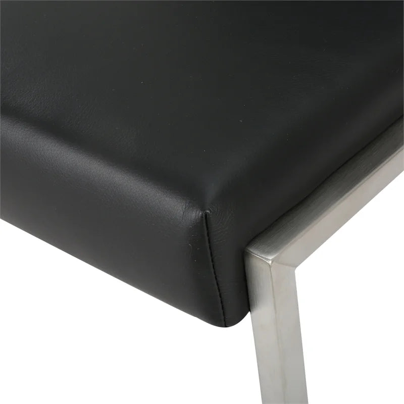 Black Leather Barstool Set of 2 V4908