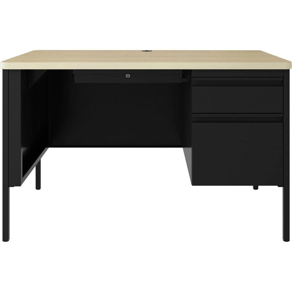 Black & Maple Single-Pedestal Desk N100