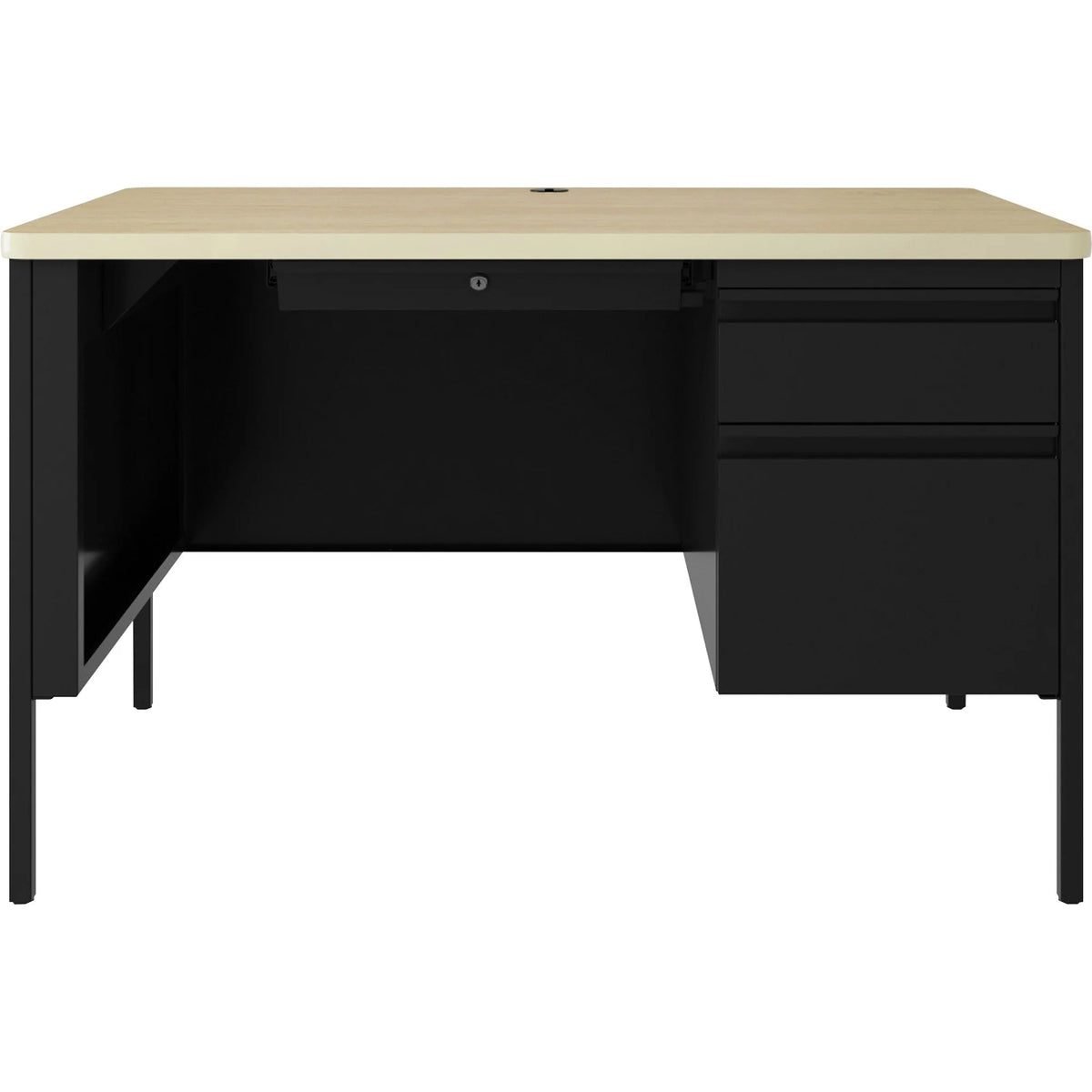 Black & Maple Single-Pedestal Desk N100