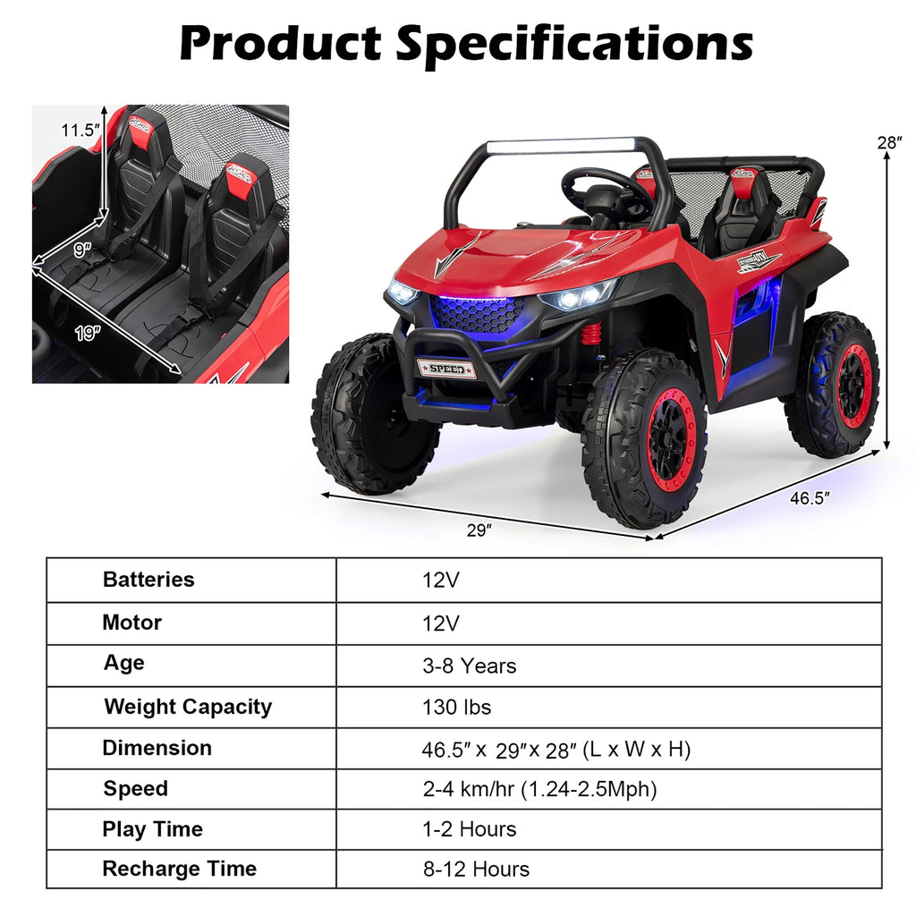 12V 2-Seater Kids Ride On UTV Electric Vehicle Pink G79891