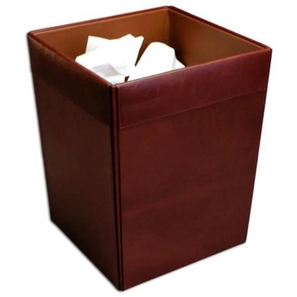 Mocha Leather Square Waste Basket V767