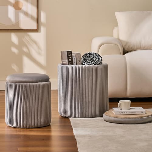 Set of 2 Upholstered Velvet Ottoman with Storage X8926