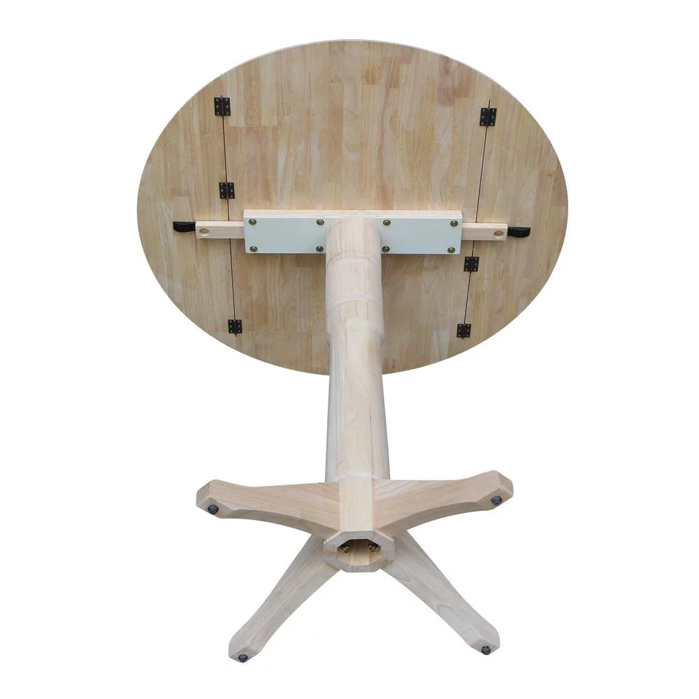 42" Round Solid Wood Dual Drop Leaf Pedestal Table I27949