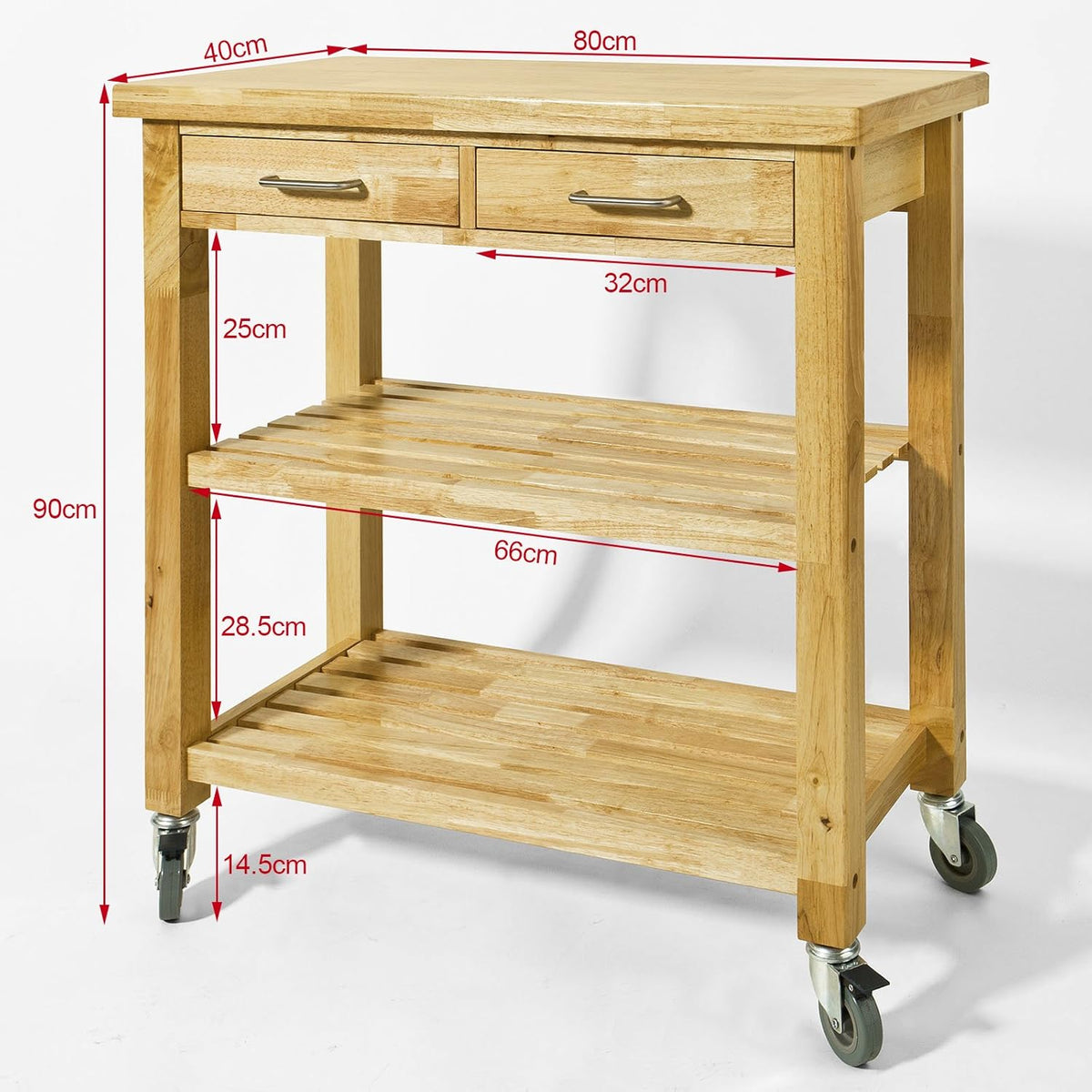 Kitchen Cart with Rubber Wood Top and Drawer G45108