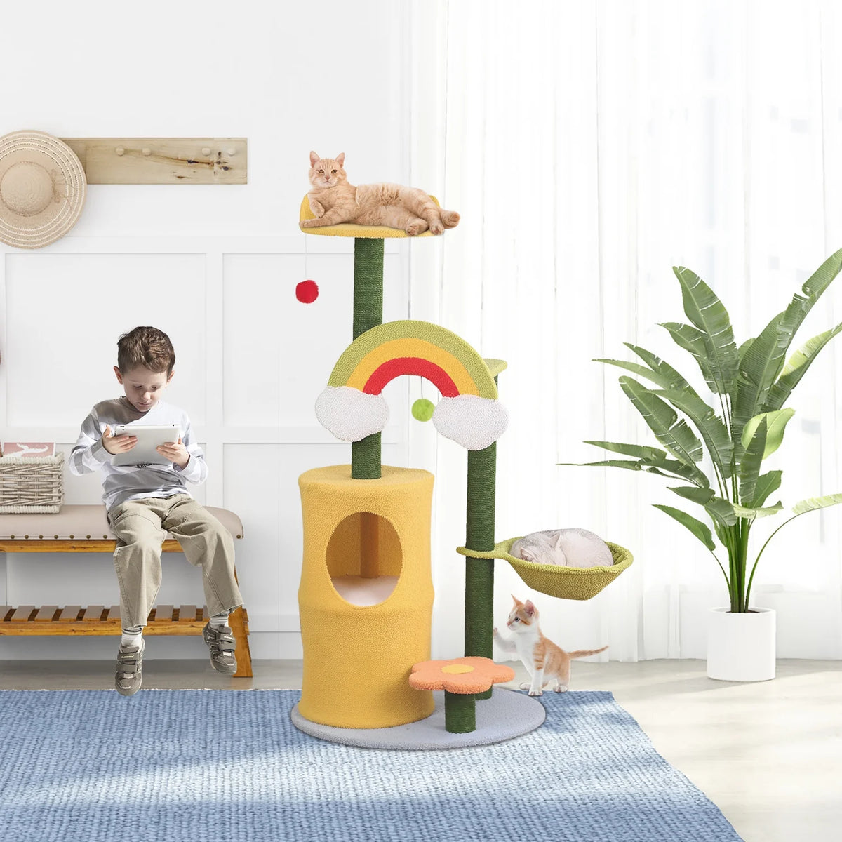 47" Cat Tree with Scratching Posts and Cat Condos I1959