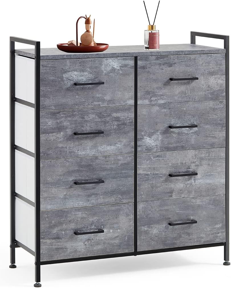 8 Drawer Wood Dresser with Metal Frame W103