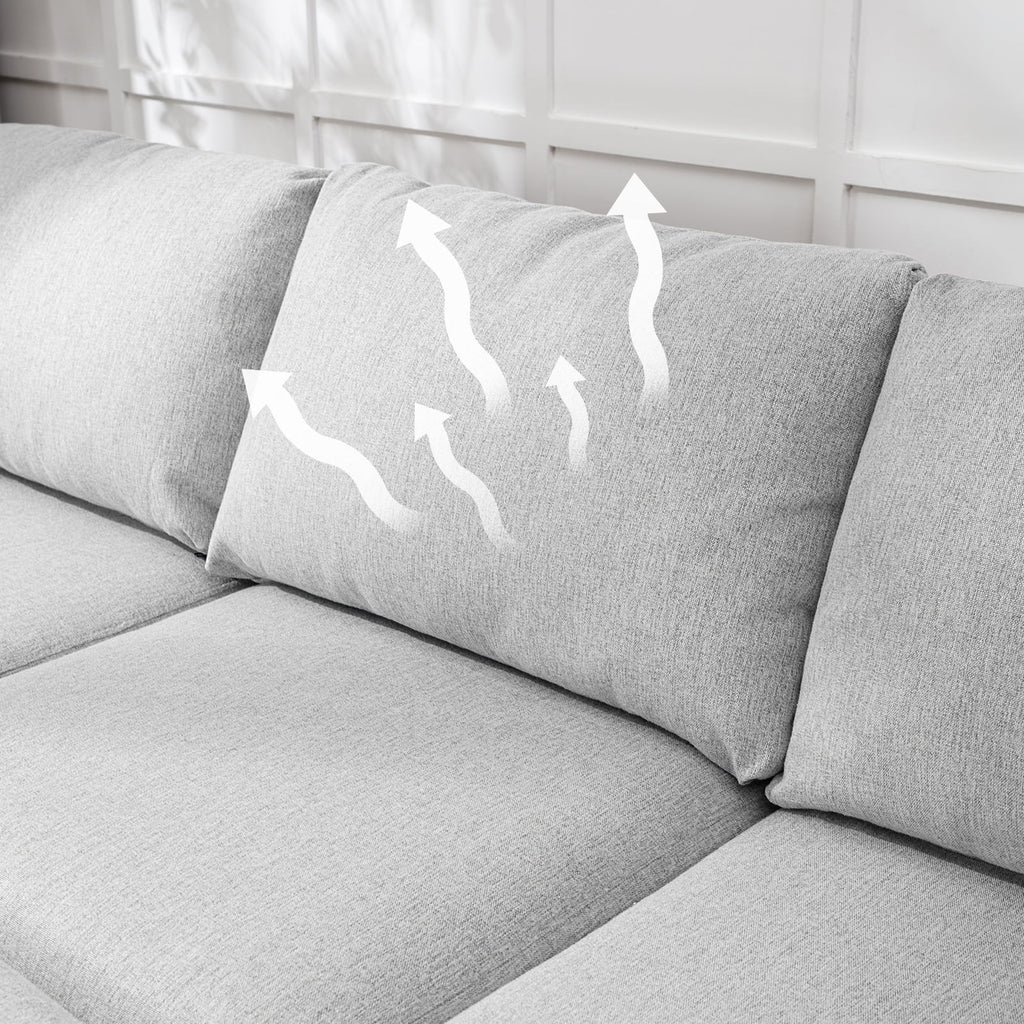 Small Sectional Sofa 3 Seater with Storage Ottoman Light Grey R61834