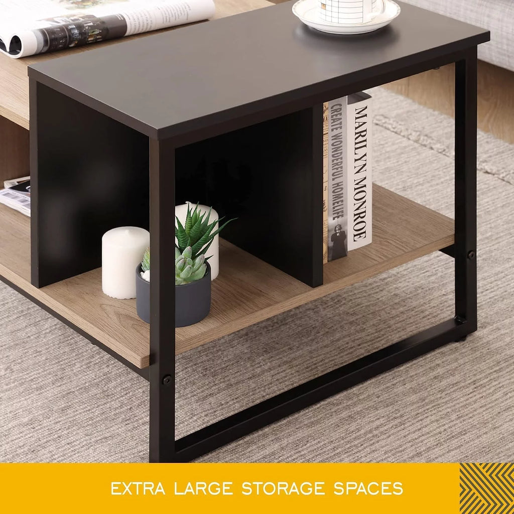 Lift Top Coffee Table with 2-Level Tabletop, Industrial Wood Coffee Table with Metal, 31.5" N1156