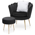 Black Velvet Tufted Accent Chair with Ottoman and Cushion V320589