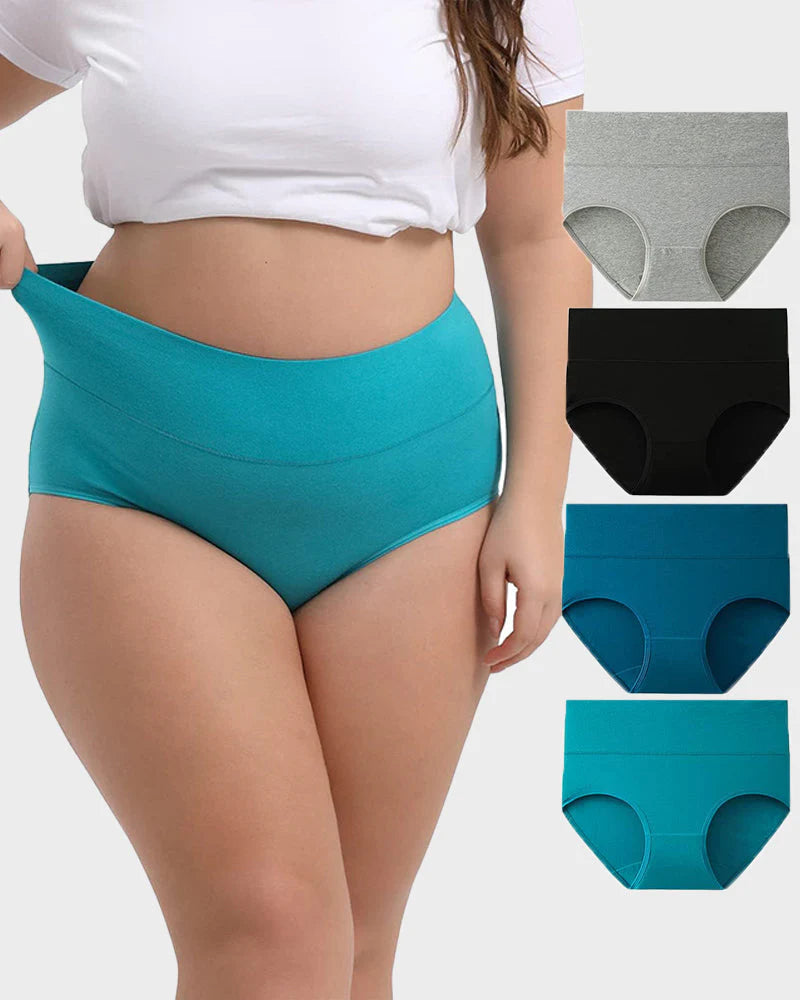 High-Waisted Full Coverage Cotton Briefs 4 Pack Z648174