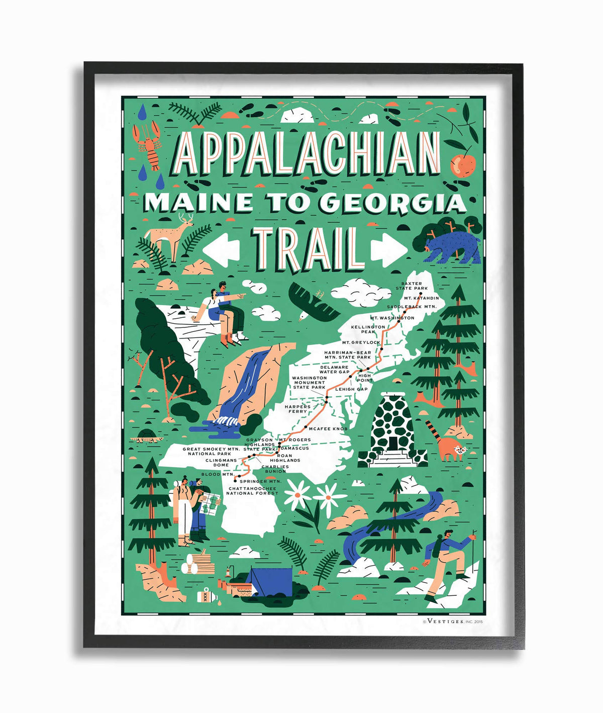 Illustrated Scenic Map Framed Giclee Texturized Art W435222