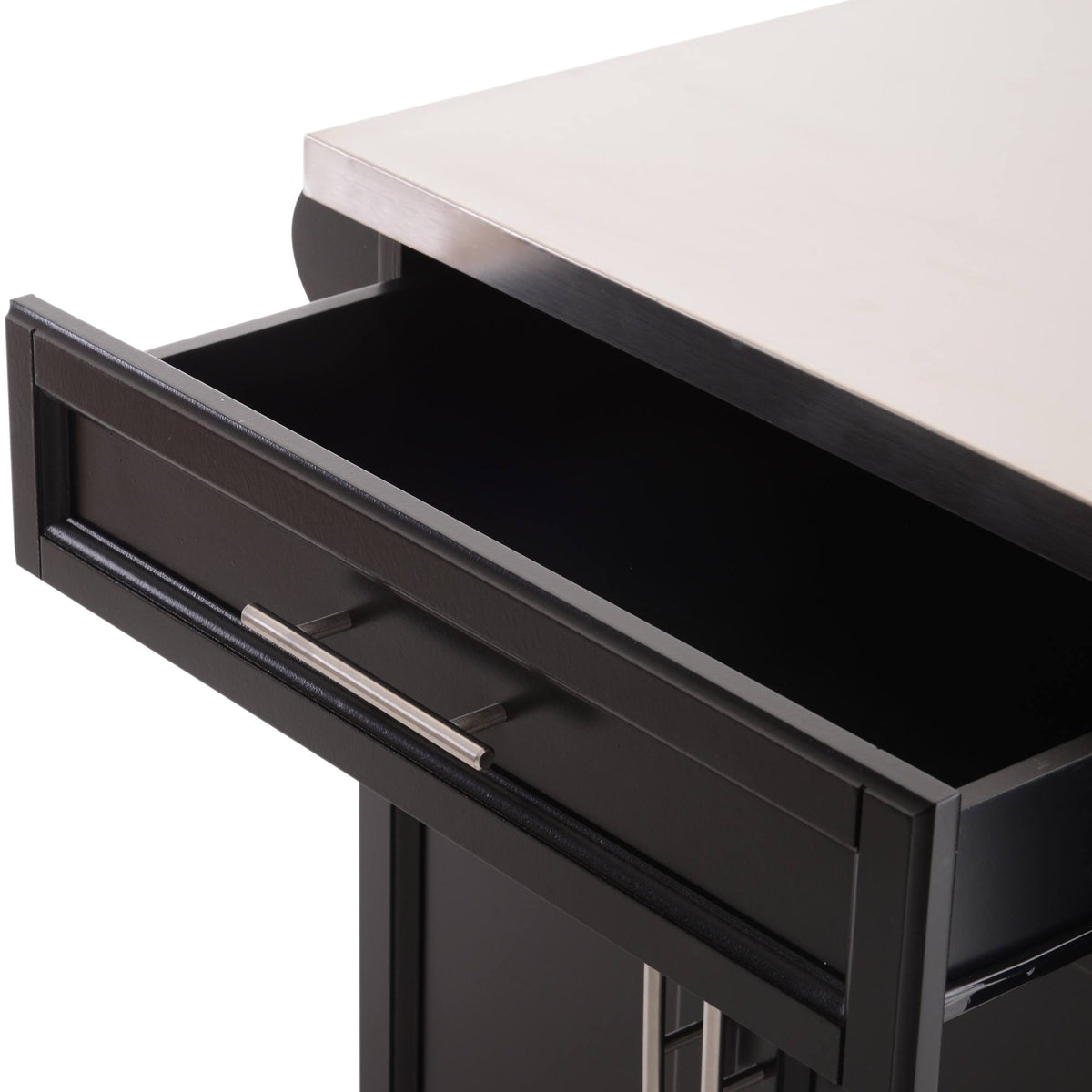 Wood Stainless Steel Rolling Kitchen Island Utility Cart G633396