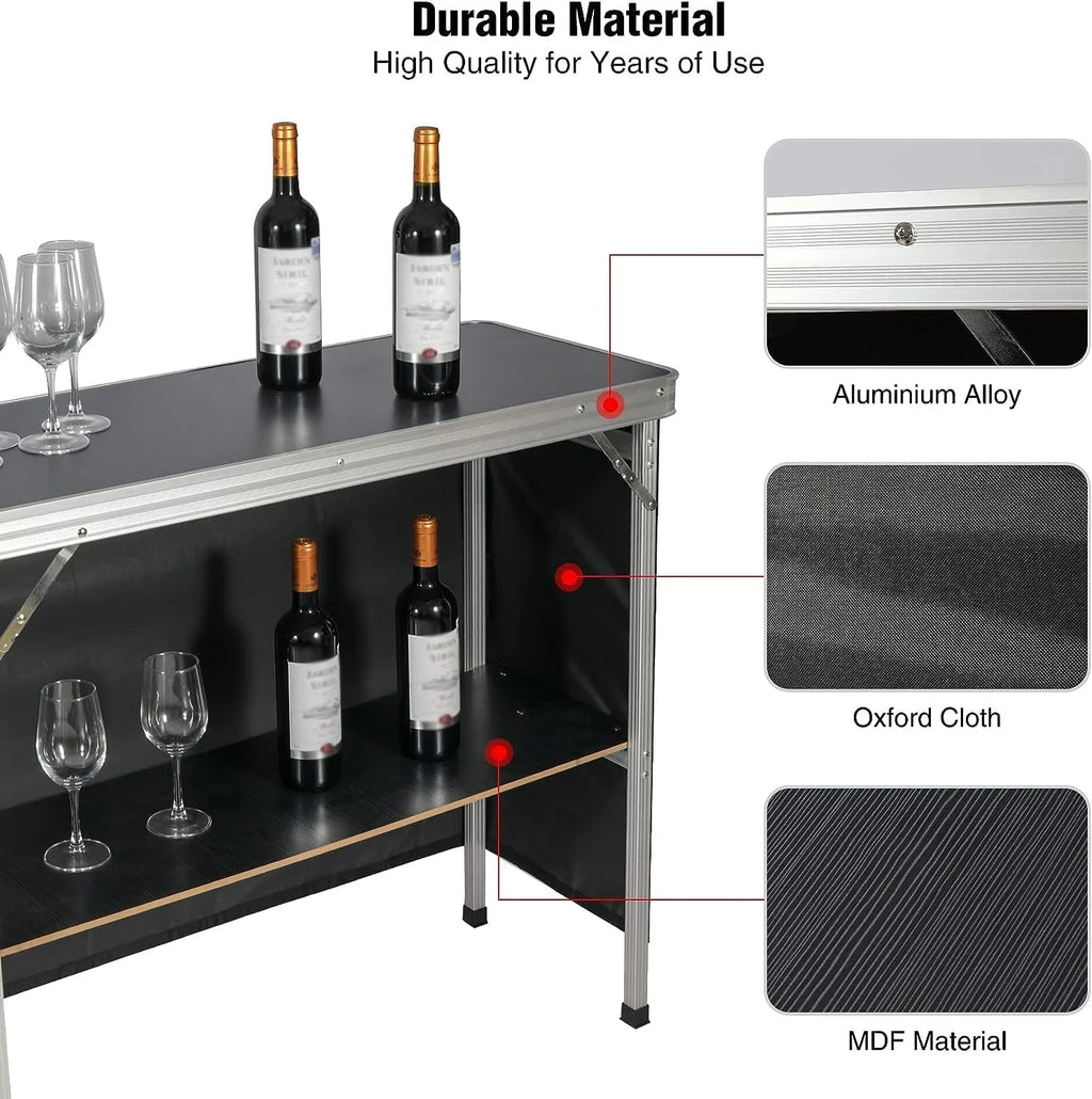 Portable Bar Table with Storage Shelf Q18670