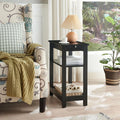 Black Slim Side End Table with Storage Shelves A419315