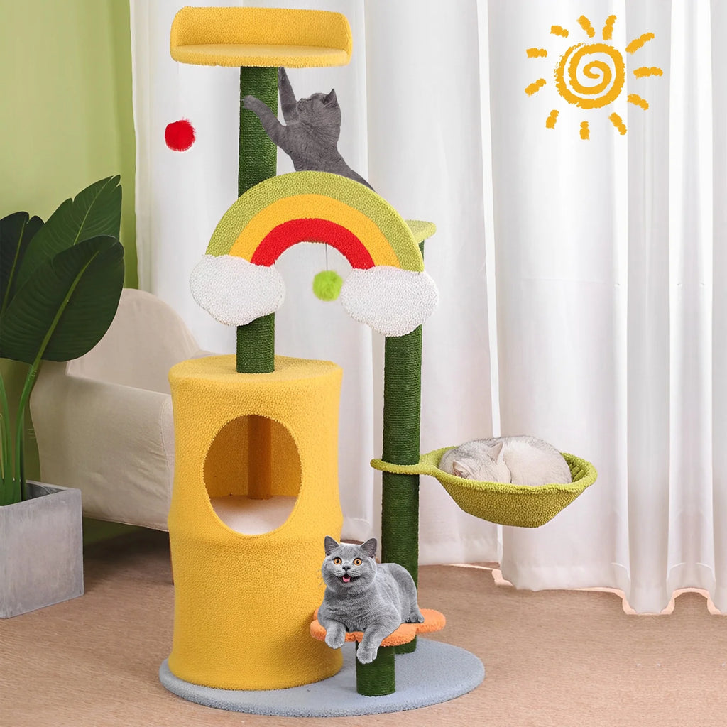 47" Cat Tree with Scratching Posts and Cat Condos I1959