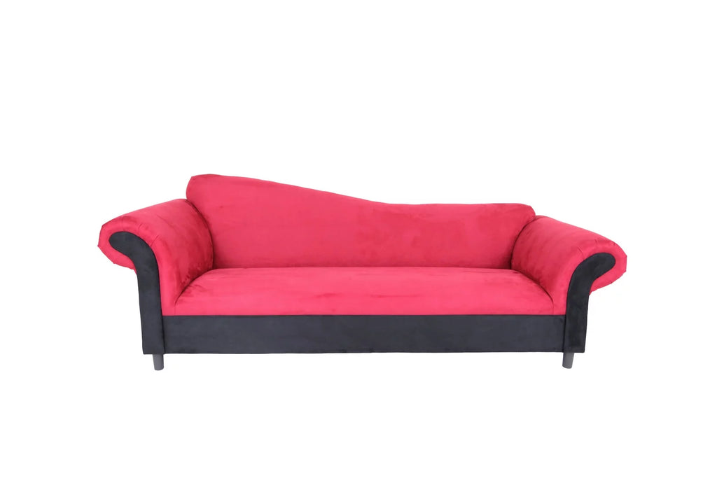 Red and Black Velvet Sofa with Solid Wood Frame B3973
