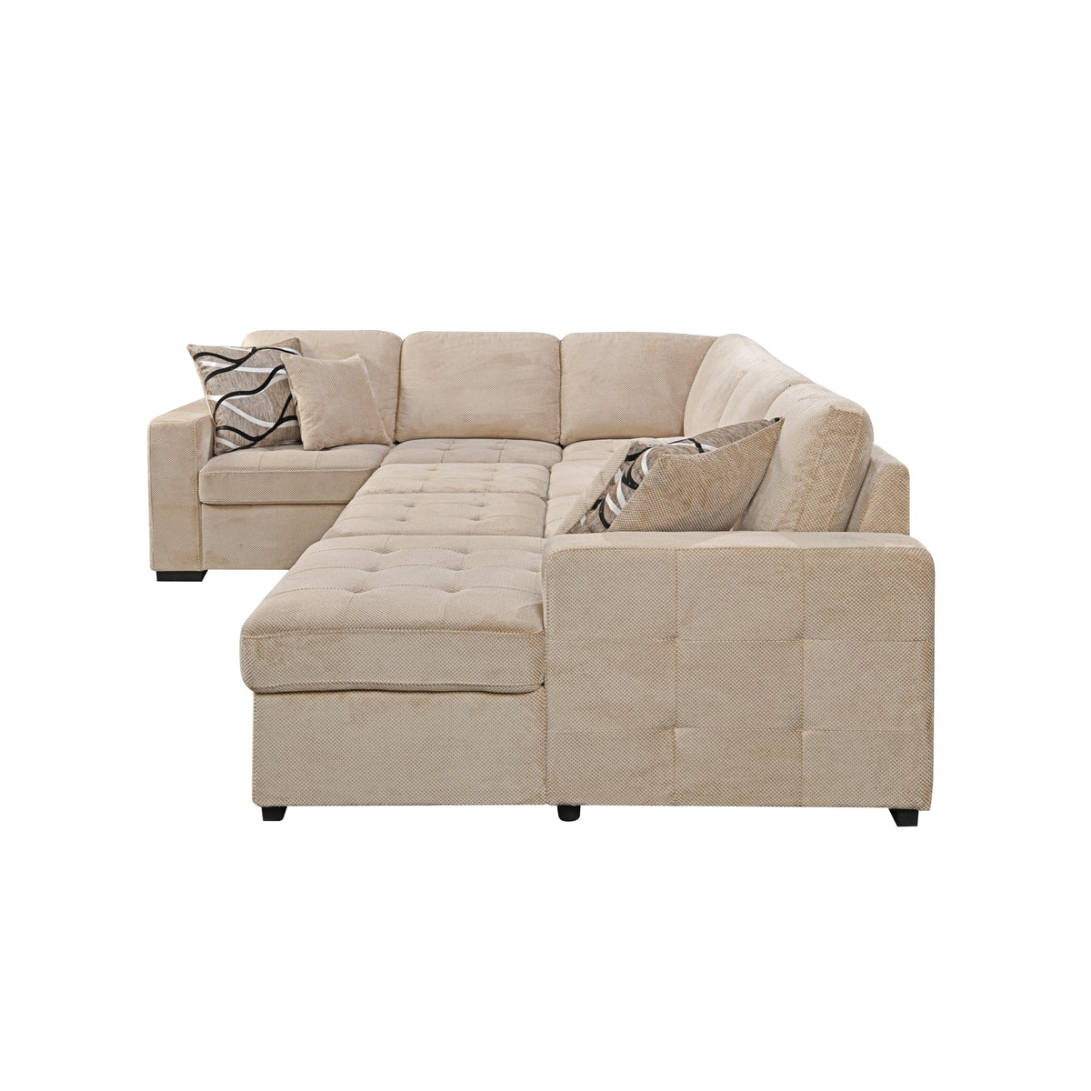 Beige Oversized U Shaped Sectional Sofa with Storage Chaise B95515