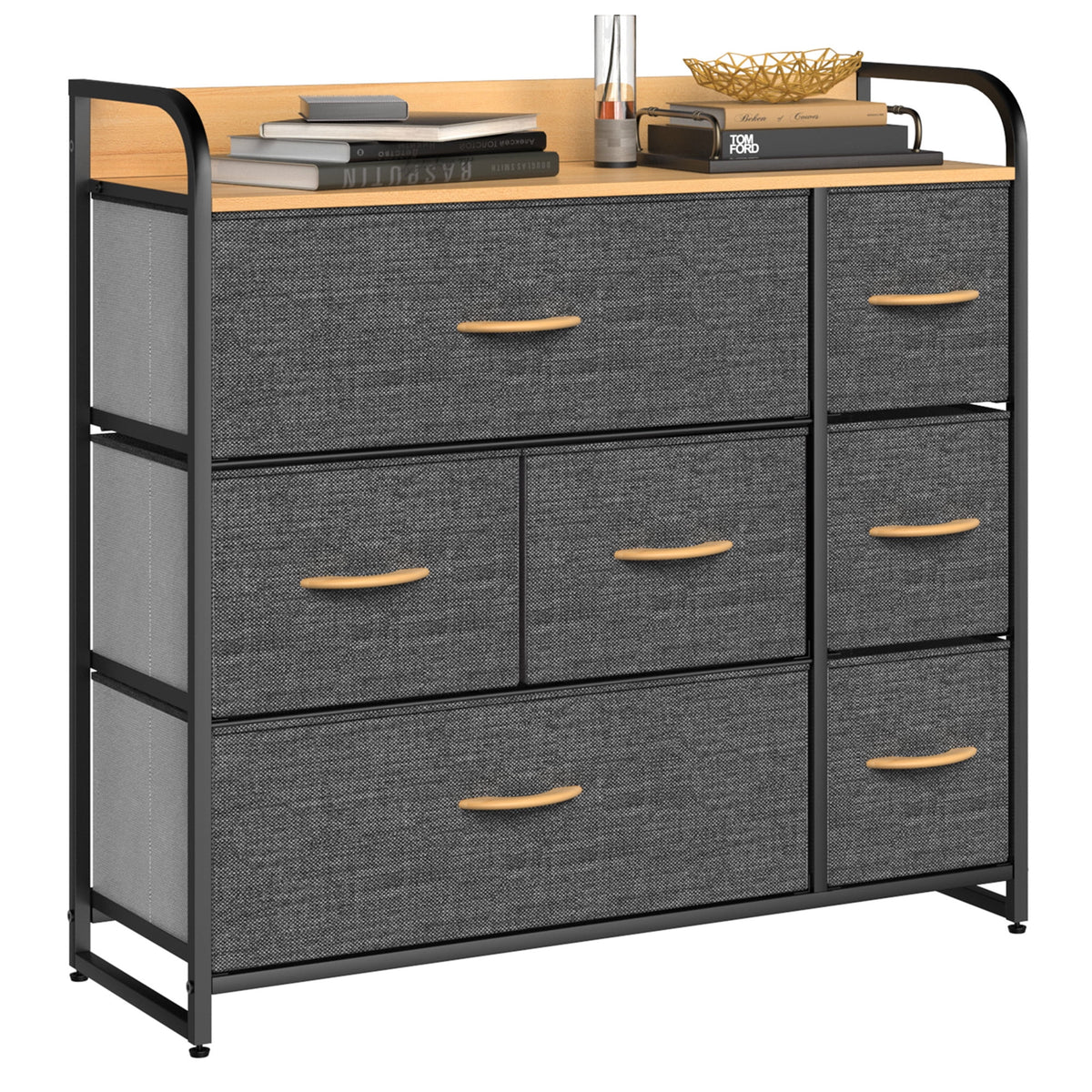 Light Gray 7 Drawer Fabric Dresser C165