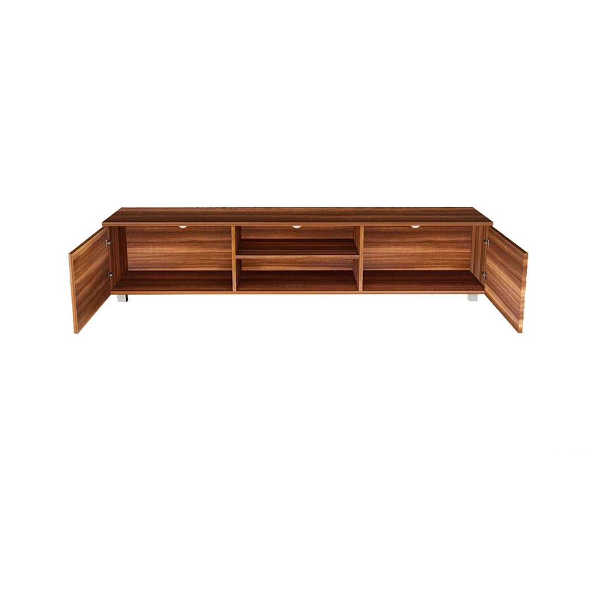 Black TV Stand with Storage Cabinet and Open Shelves T9121