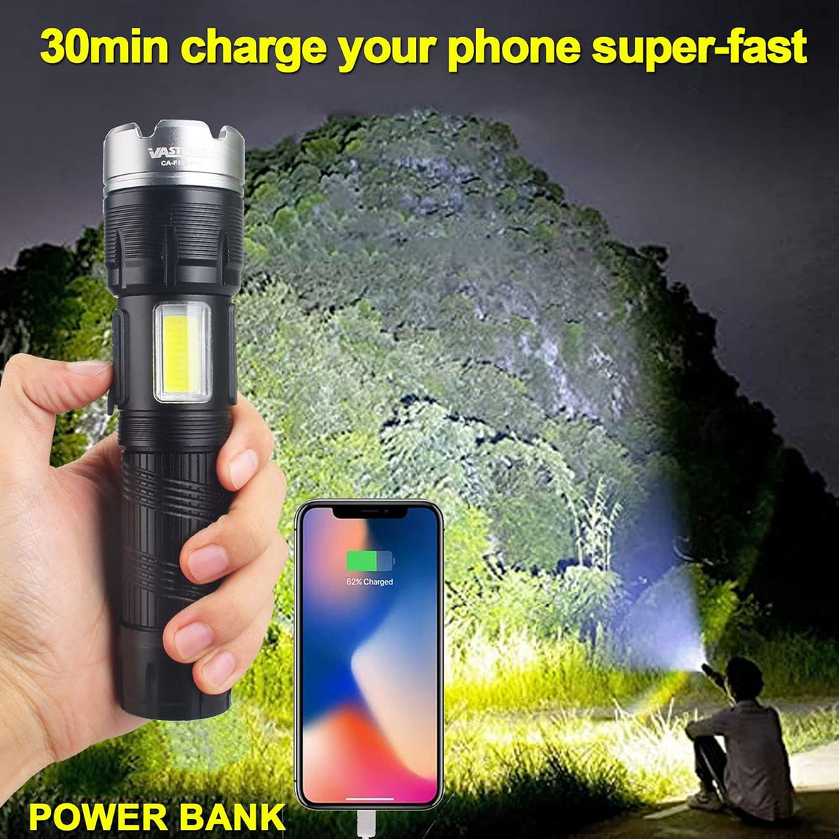 Brightest Rechargeable Zoom Flashlight Lantern Combo Q7339