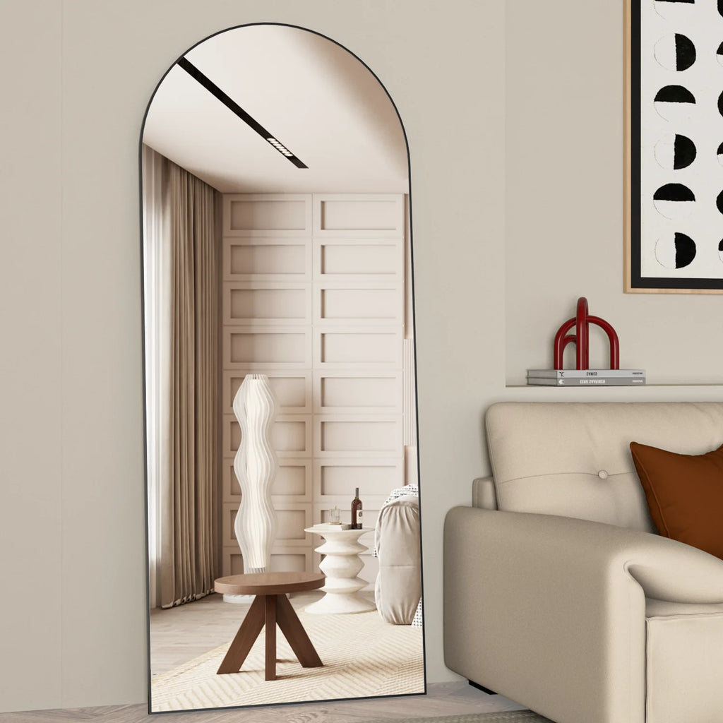 Arched Full Length Floor Mirror 65''x24'' Black A7291