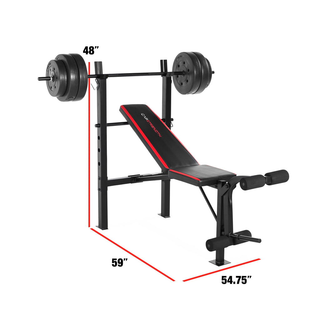 Adjustable Weight Bench with Rack and 90 lb Vinyl Weight Set P5596