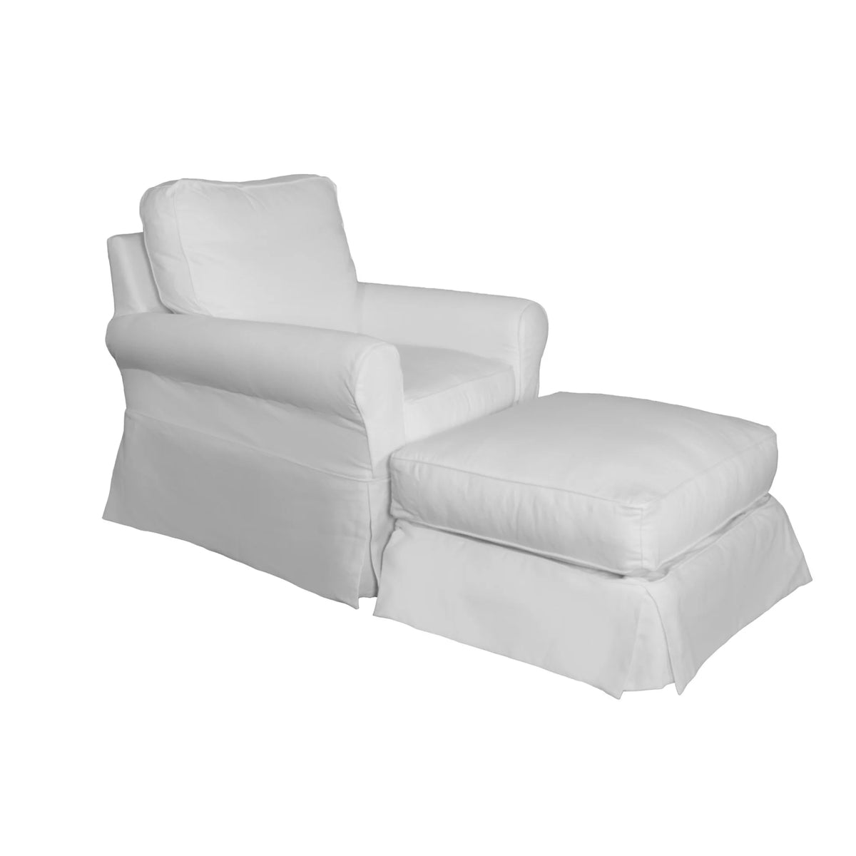 White Fabric Slipcover Swivel Rocking Chair & Ottoman G4878
