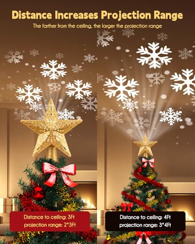 Star Tree Topper with Built-in Led Snowflake Projector Lights Z714