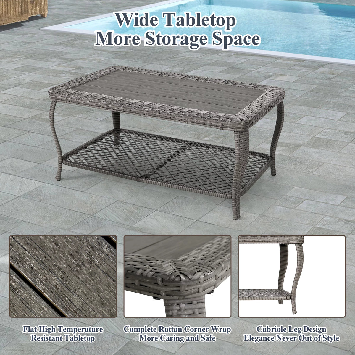 6 Piece Grey Rattan Patio Furniture Set with Ottoman O1854