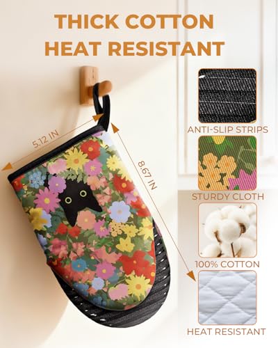 100% Cotton Mini Oven Mitts Set with Silicone Grips P984