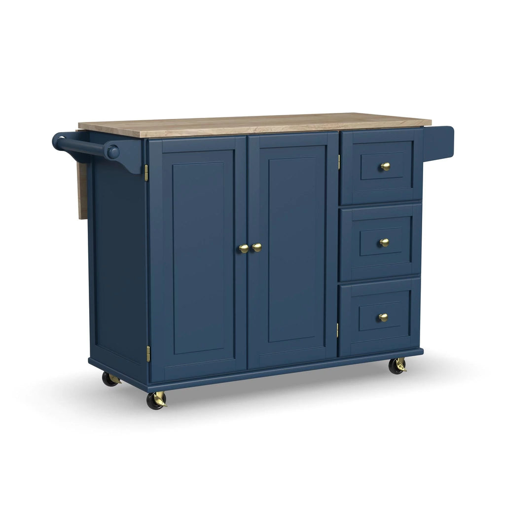 Blue Engineered Wood Kitchen Cart V7224