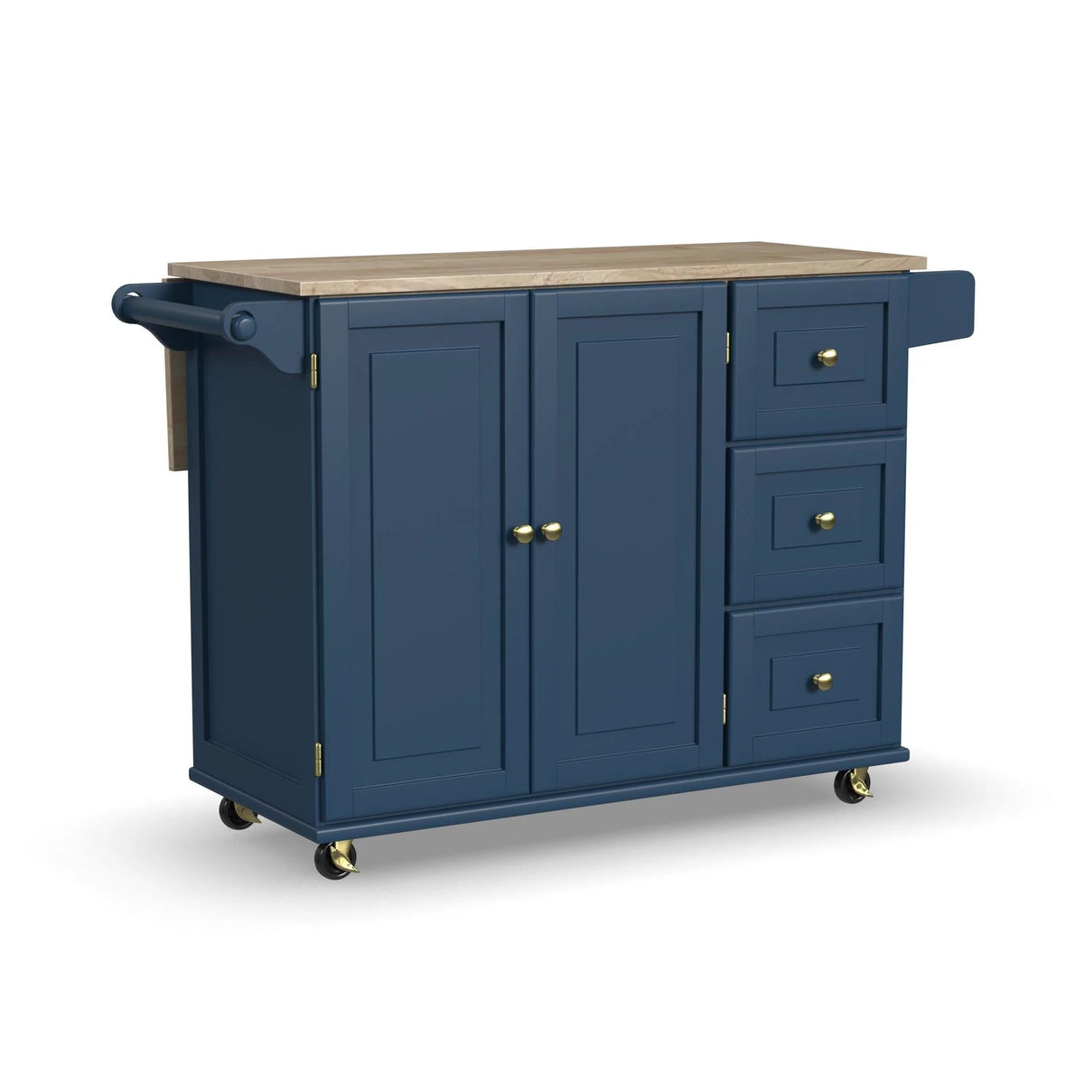 Blue Engineered Wood Kitchen Cart V7224
