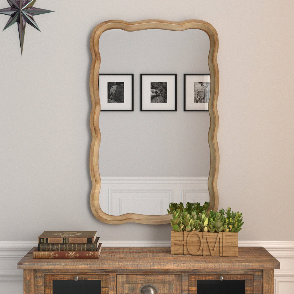 Curved Wood Frame Accent Mirror Z78618