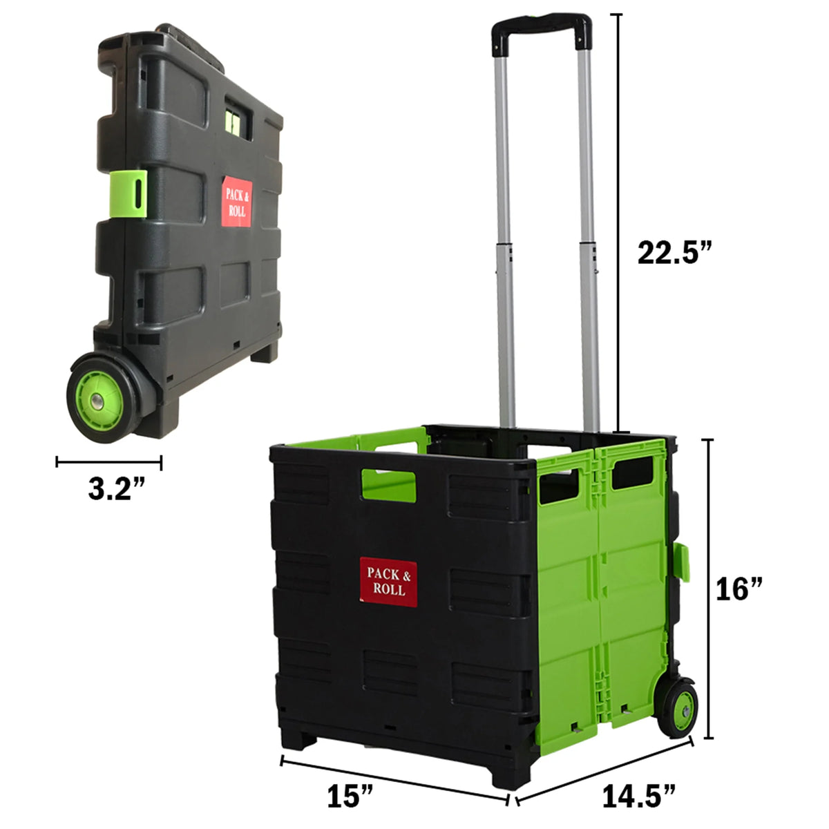 Collapsible Wheeled Rolling Cart 15 x 16 x 14.5 inch Y844