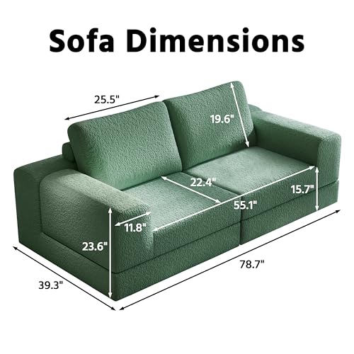 Beige Knitted Fabric 2 Seater Modular Sectional Sofa with 2 Pillows W3149