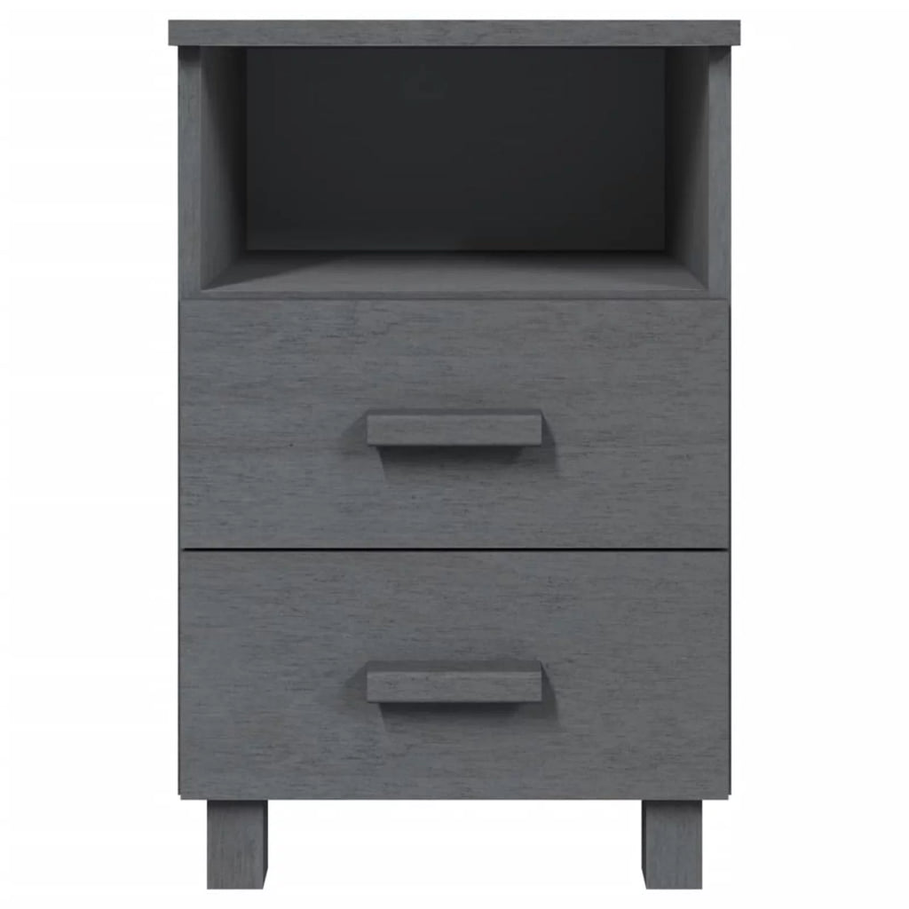 2 pcs Dark Gray Solid Wood Bedside Cabinets M975702