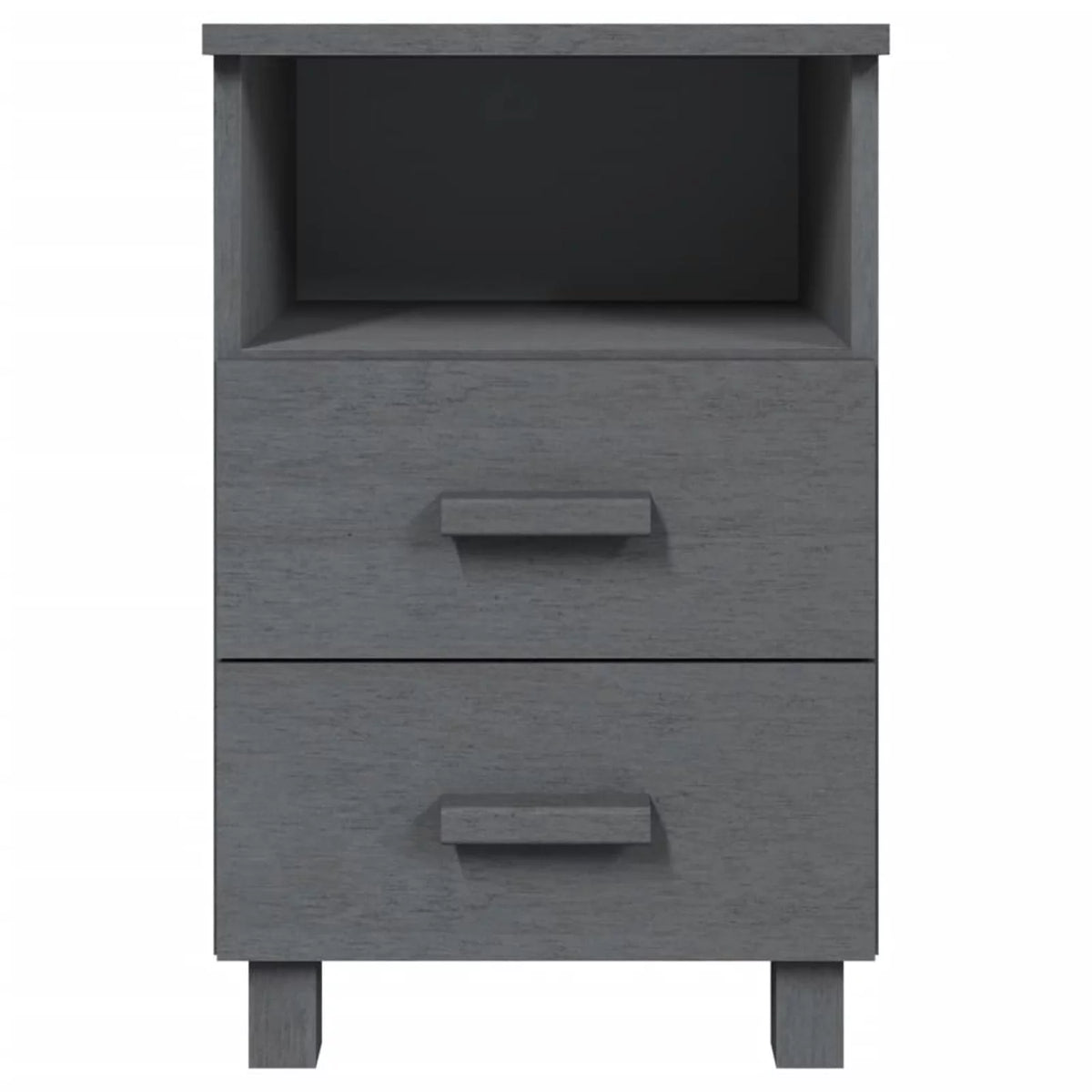 2 pcs Dark Gray Solid Wood Bedside Cabinets M975702
