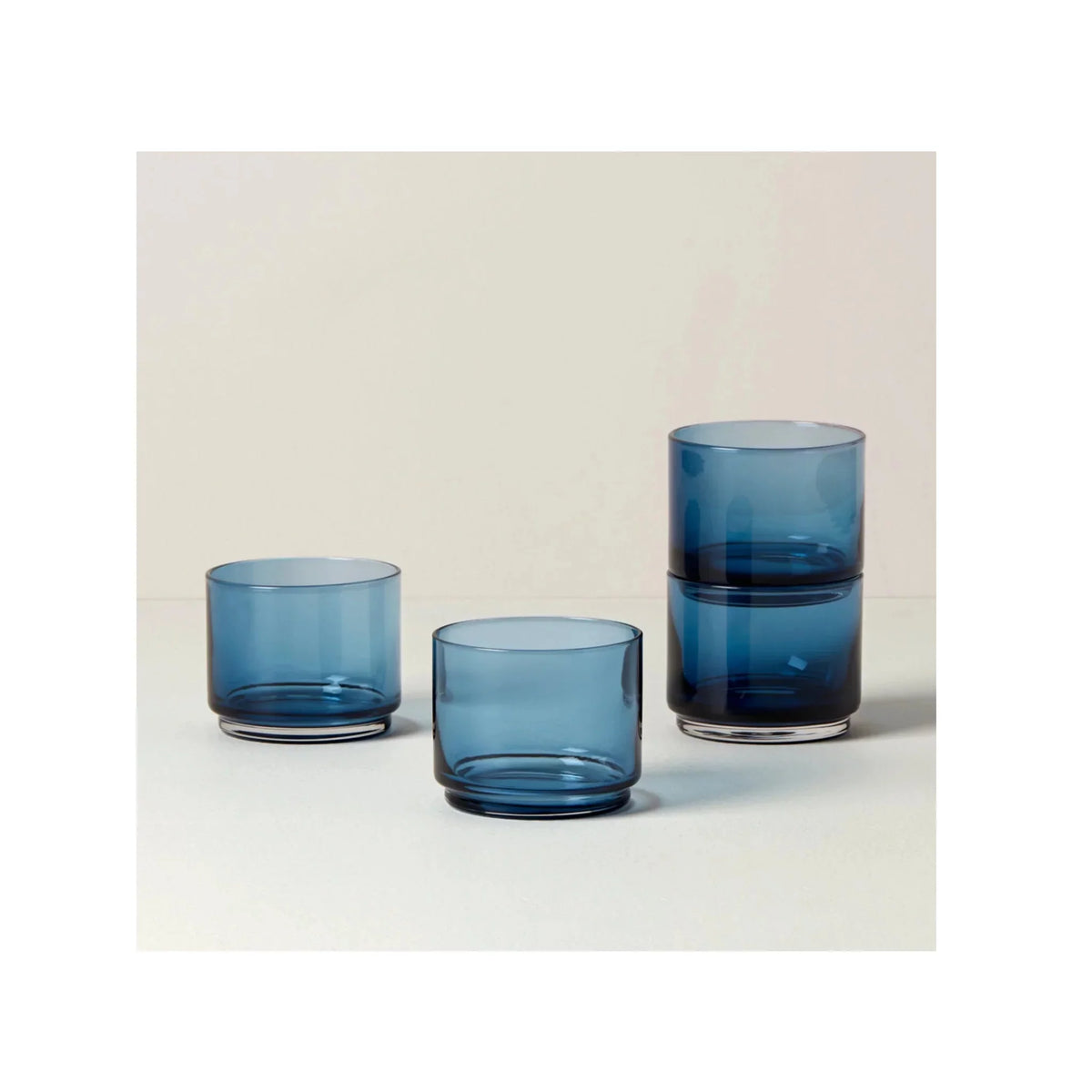 Blue 9 oz Short Glasses, 4 Count N5812