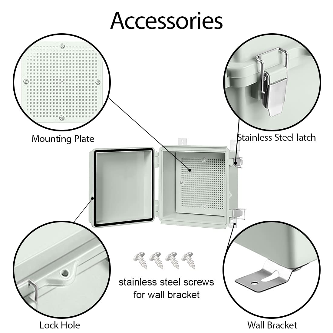 ABS IP67 Waterproof Junction Box with Mounting Plate Pack of 2 Z18826