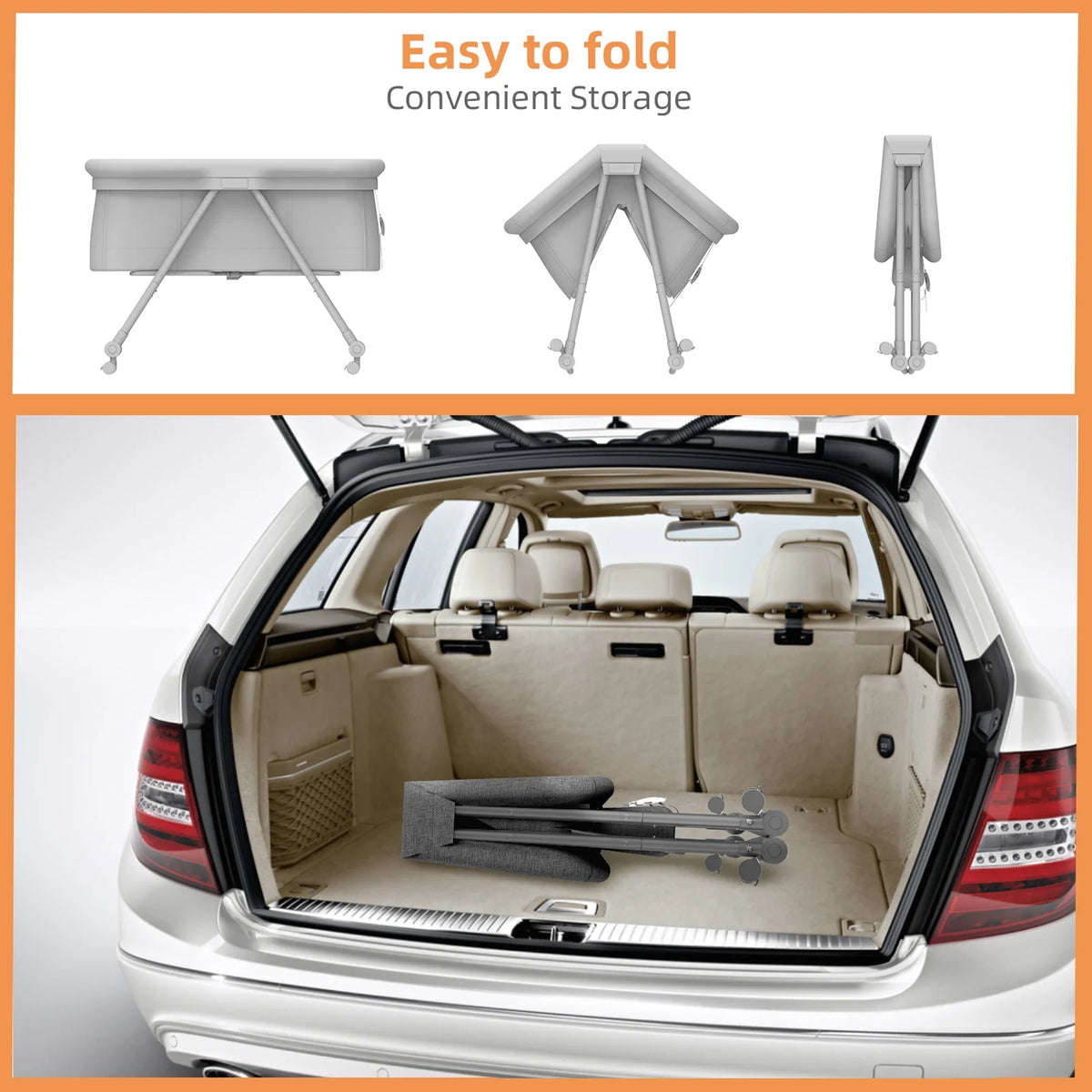 Portable Folding Rocking Bassinet with Storage Basket, Travel Bag, Gray V95946