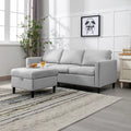 Small Sectional Sofa 3 Seater with Storage Ottoman Light Grey R61834