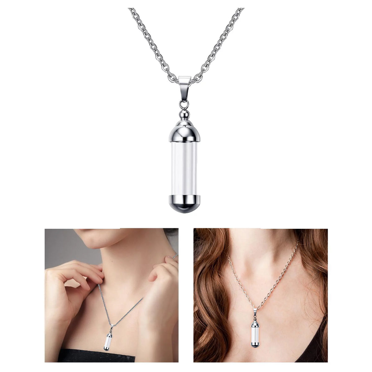 Glass Vial Pendant Necklace J900