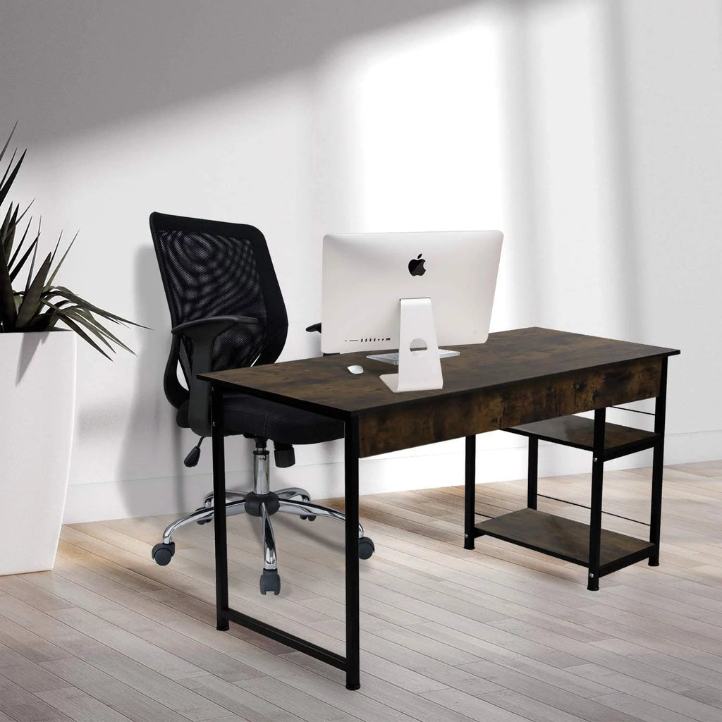 Computer Desk with 2 Tiers Shelves Metal Legs B5930