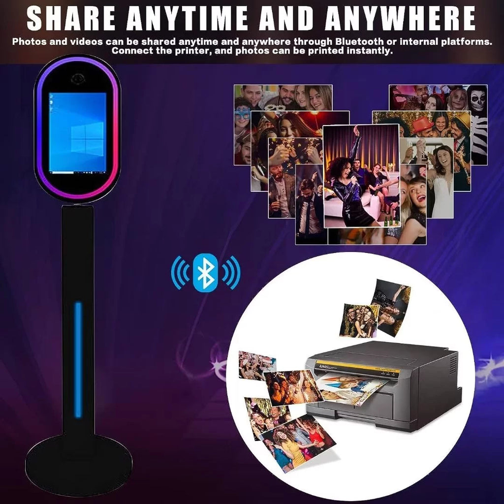 Black 13.3 In Portable Touch Mirror Photo Booth with Ring Light and Flight Case X447