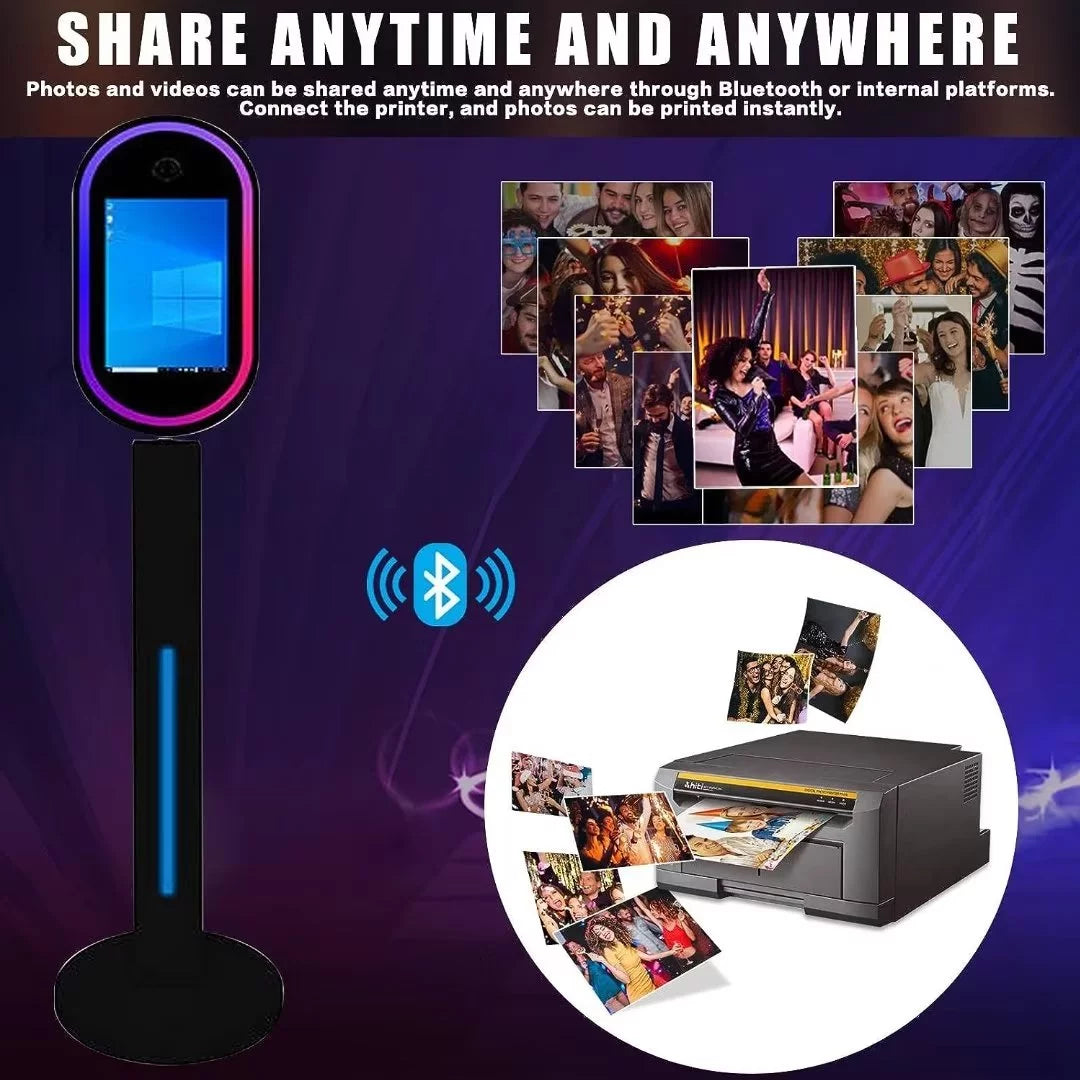 Black 13.3 In Portable Touch Mirror Photo Booth with Ring Light and Flight Case X447