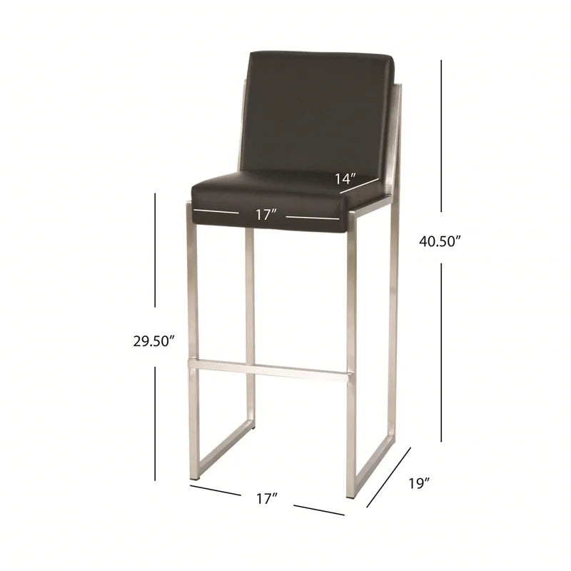 Black Leather Barstool Set of 2 V4908