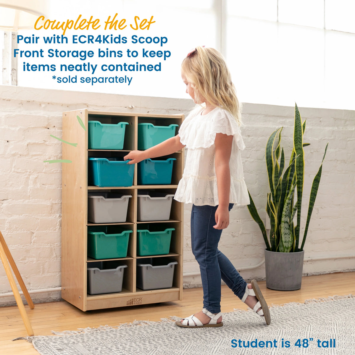 10 Cubby Mobile Tray Storage Cabinet B931