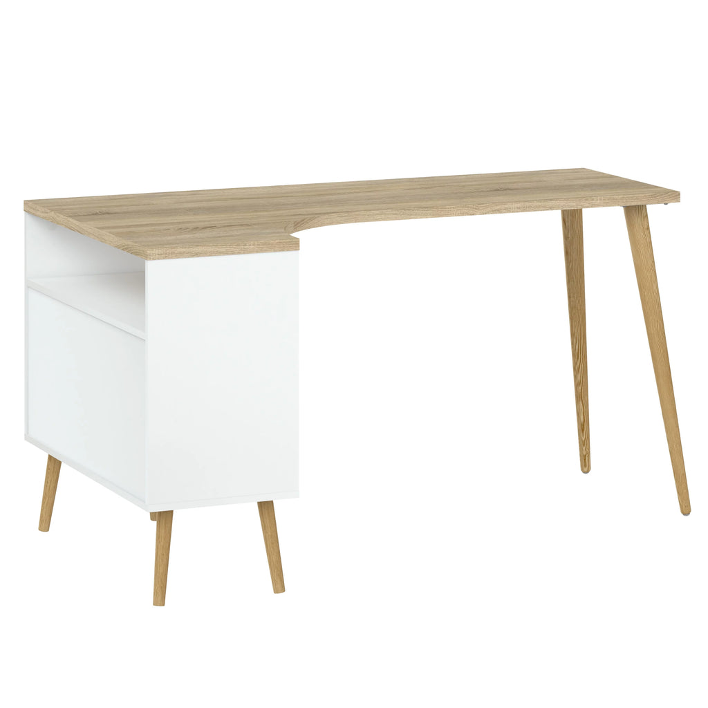 White and Oak 2 Drawer 3 Shelf Desk T42199